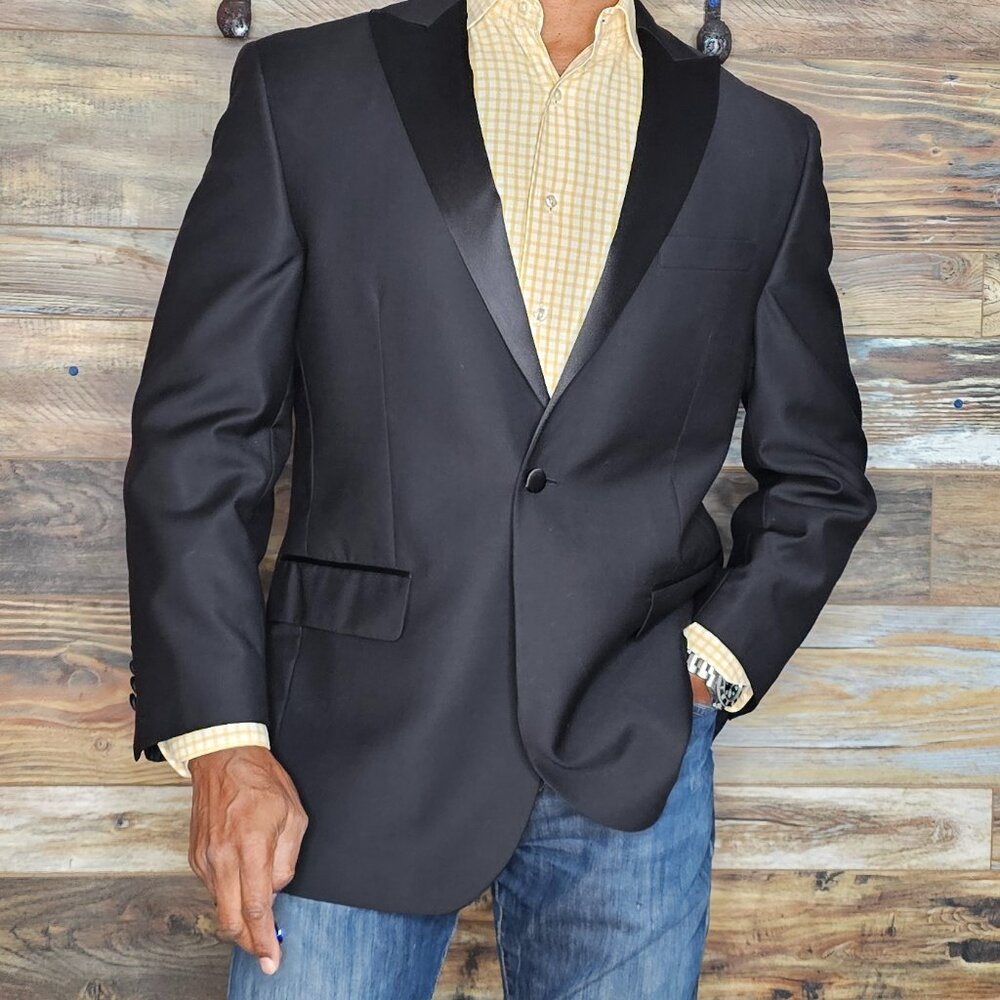 Jos. A. Bank Signature Traditional Fit Black Wool Tuxedo Blazer Jacket 41R